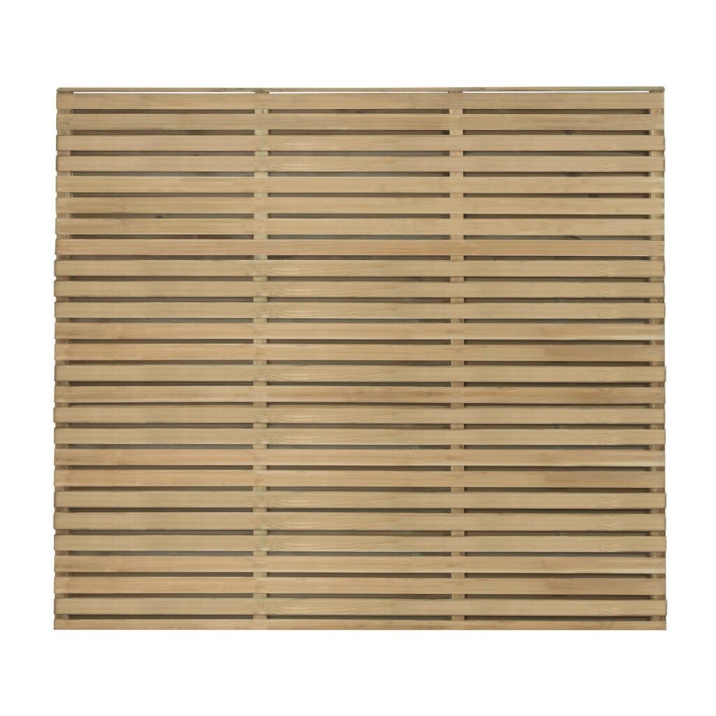 Forest Garden 1.8m x 1.5m Pressure Treated Contemporary Double Slatted Fence Panel  – Pack of 5 5013053173046 2